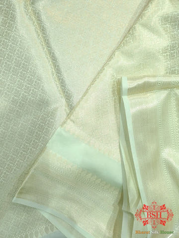 Light Shades Of Pistachio Banarasi Brocade Semi Silk Dupatta - Bharat Silk House Semi Dupatte