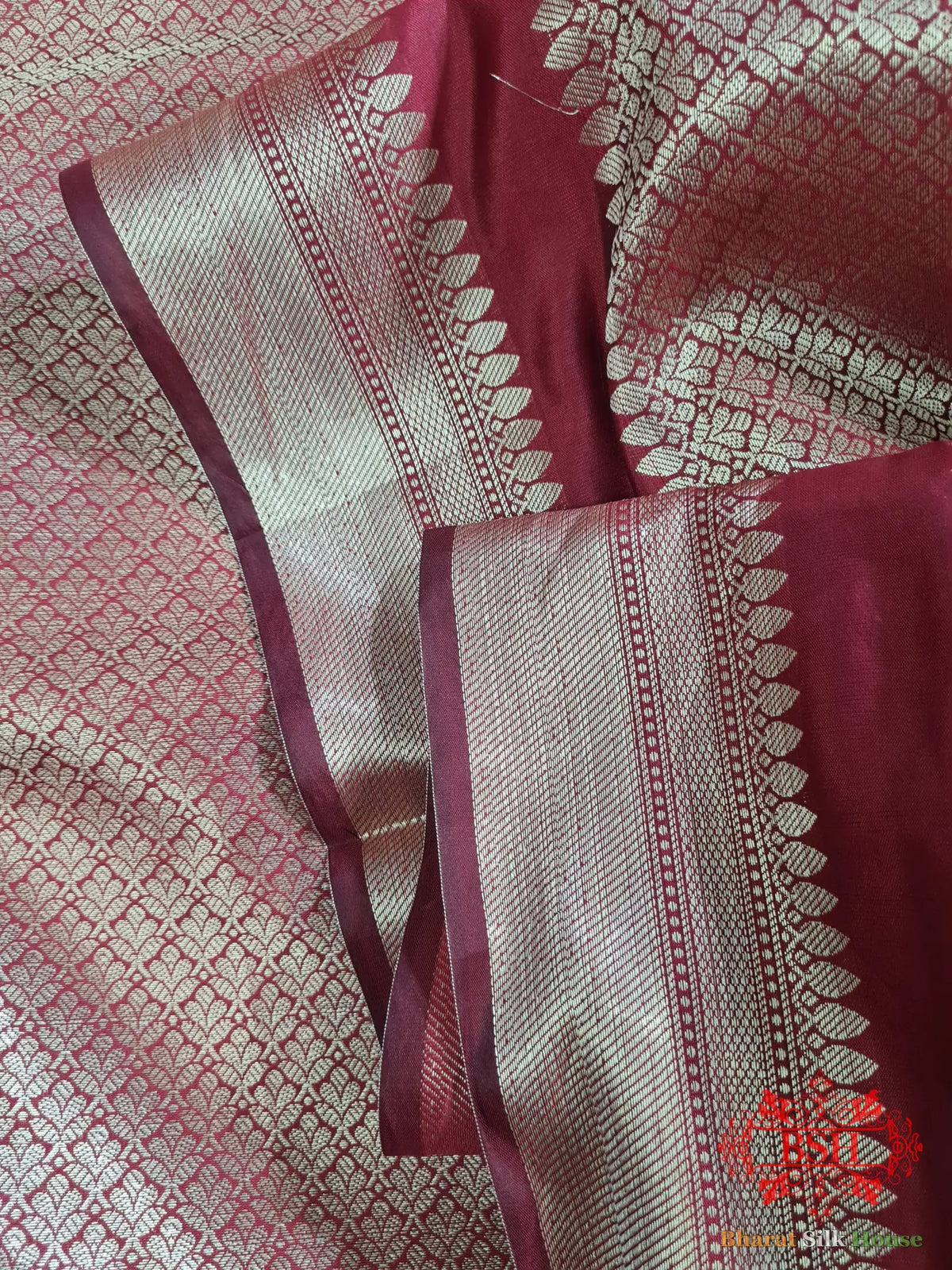 Light Shades Of Wine Banarasi Brocade Semi Silk Dupatta - Bharat Silk House Semi Dupatte