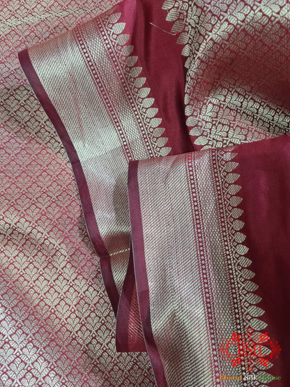 Light Shades Of Wine Banarasi Brocade Semi Silk Dupatta - Bharat Silk House Semi Dupatte