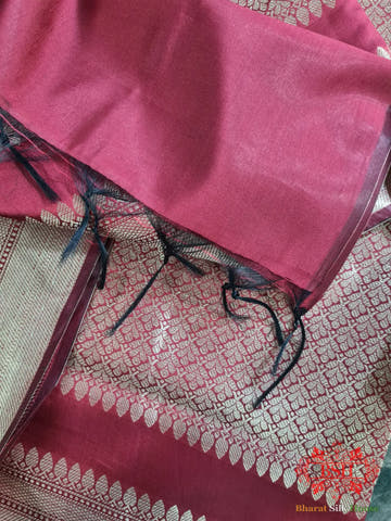 Light Shades Of Wine Banarasi Brocade Semi Silk Dupatta - Bharat Silk House Semi Dupatte