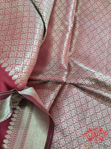 Light Shades Of Wine Banarasi Brocade Semi Silk Dupatta - Bharat Silk House Semi Dupatte