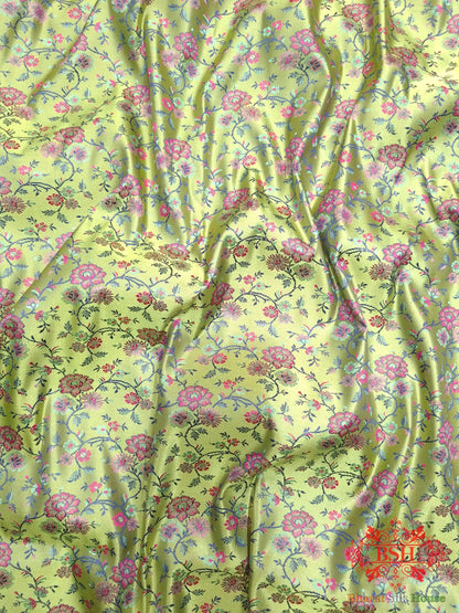 Lime Green Chauthera (Four Color) Resham Zari Tanchoi Katan Silk Saree - Bharat Silk House Tanchoi katan
