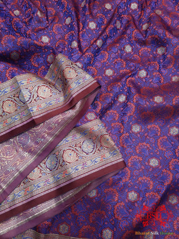 Magenta Dohri Resham Zari Booti Tanchoi Silk Saree - Bharat Silk House Tanchoi katan