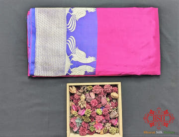 Magenta Pure Katan Silk Banarasi Handloom Saree - Bharat Silk House Pure Kataan Silk
