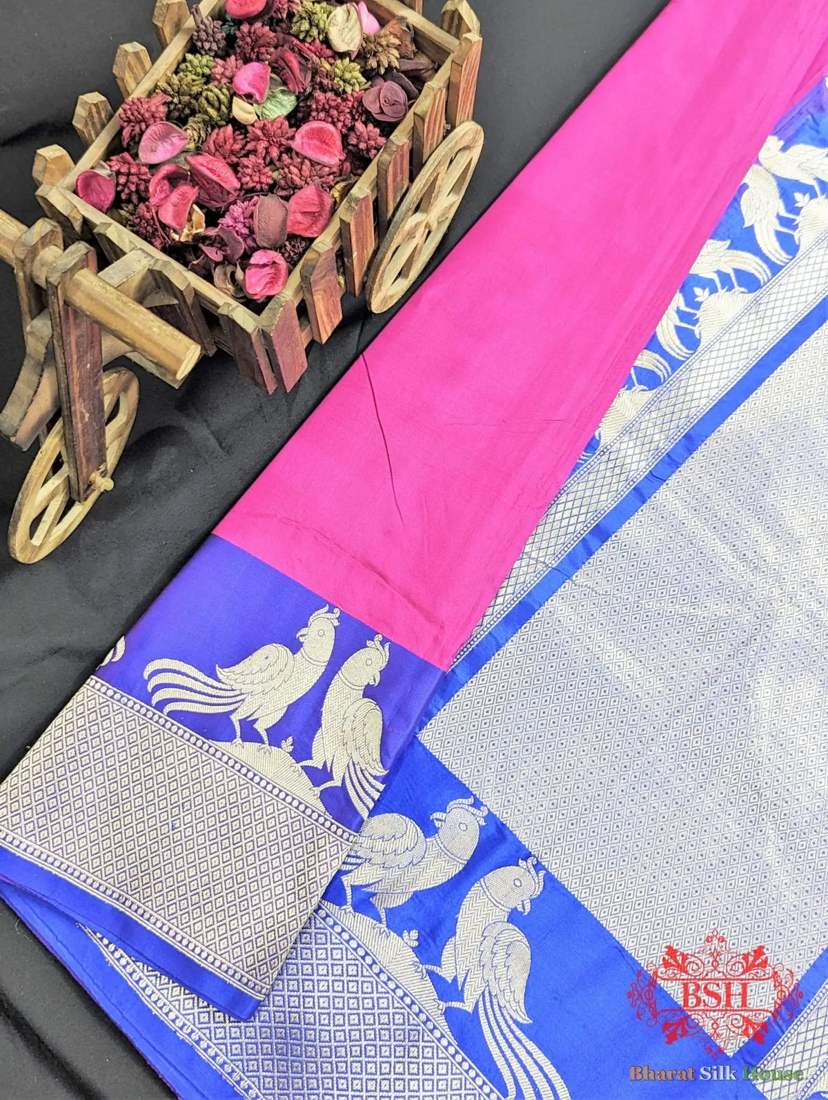 Magenta Pure Katan Silk Banarasi Handloom Saree - Bharat Silk House Pure Kataan Silk