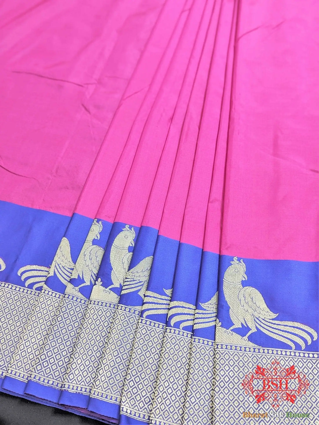 Magenta Pure Katan Silk Banarasi Handloom Saree - Bharat Silk House Pure Kataan Silk
