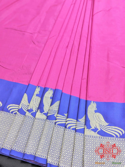 Magenta Pure Katan Silk Banarasi Handloom Saree - Bharat Silk House Pure Kataan Silk