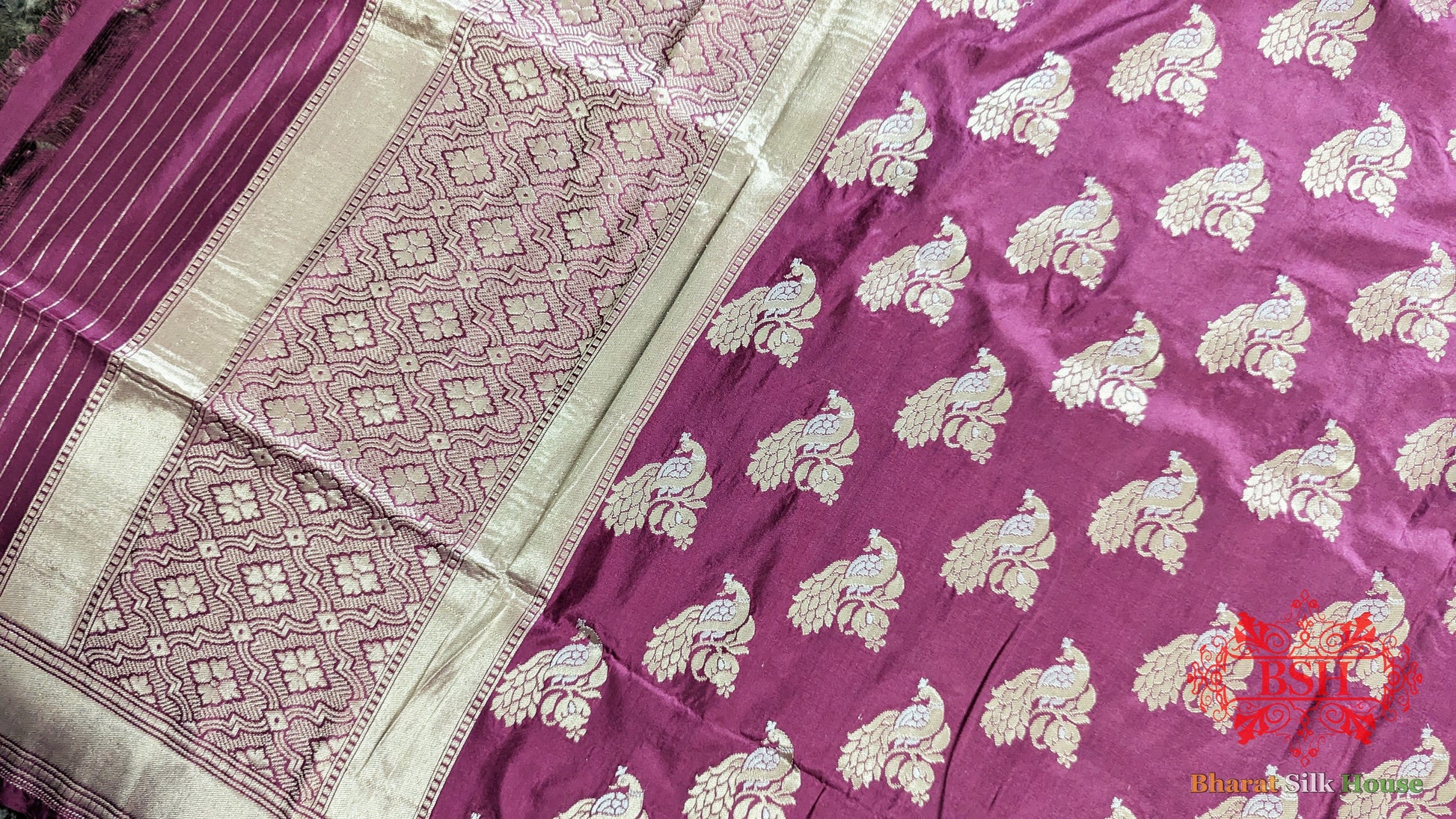 Magenta Pure Katan Silk Sona Rupa Dupatta - Bharat Silk House