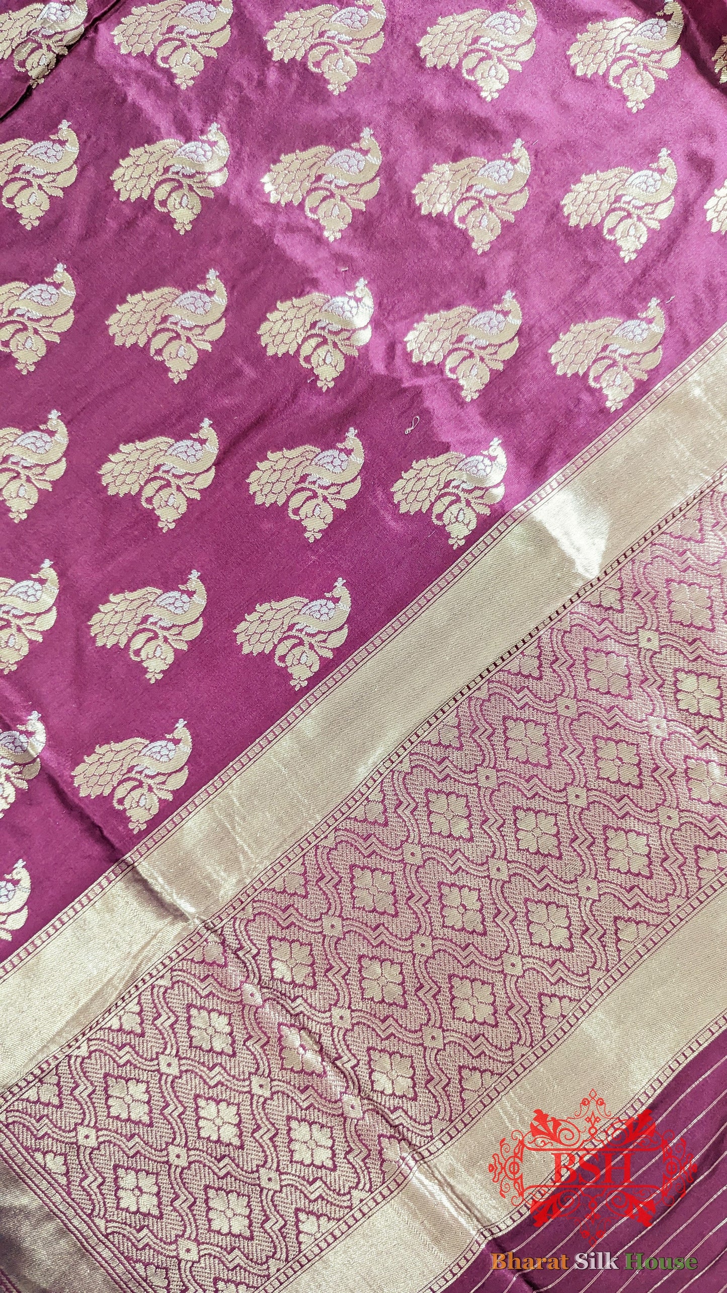 Magenta Pure Katan Silk Sona Rupa Dupatta - Bharat Silk House