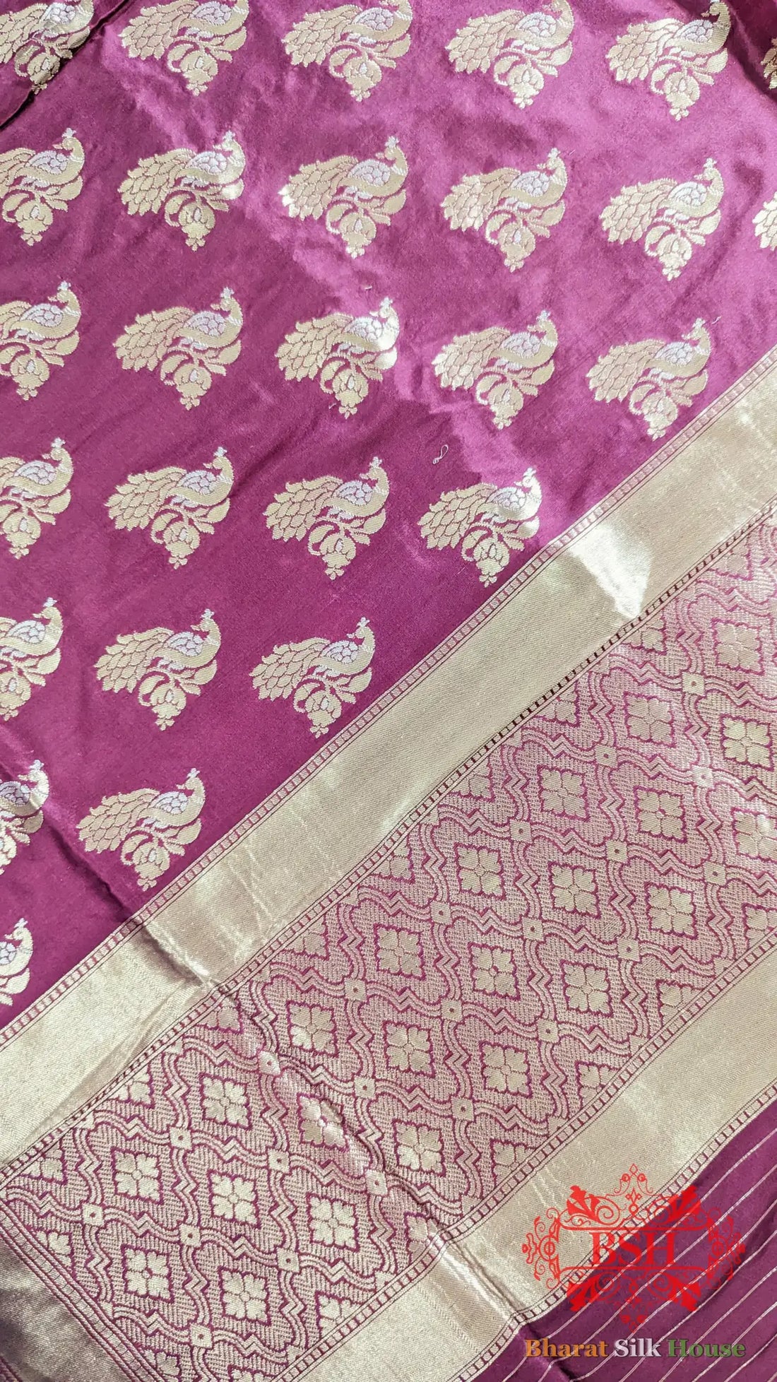 Magenta Pure Katan Silk Sona Rupa Dupatta - Bharat Silk House Pure Silk Dupatta