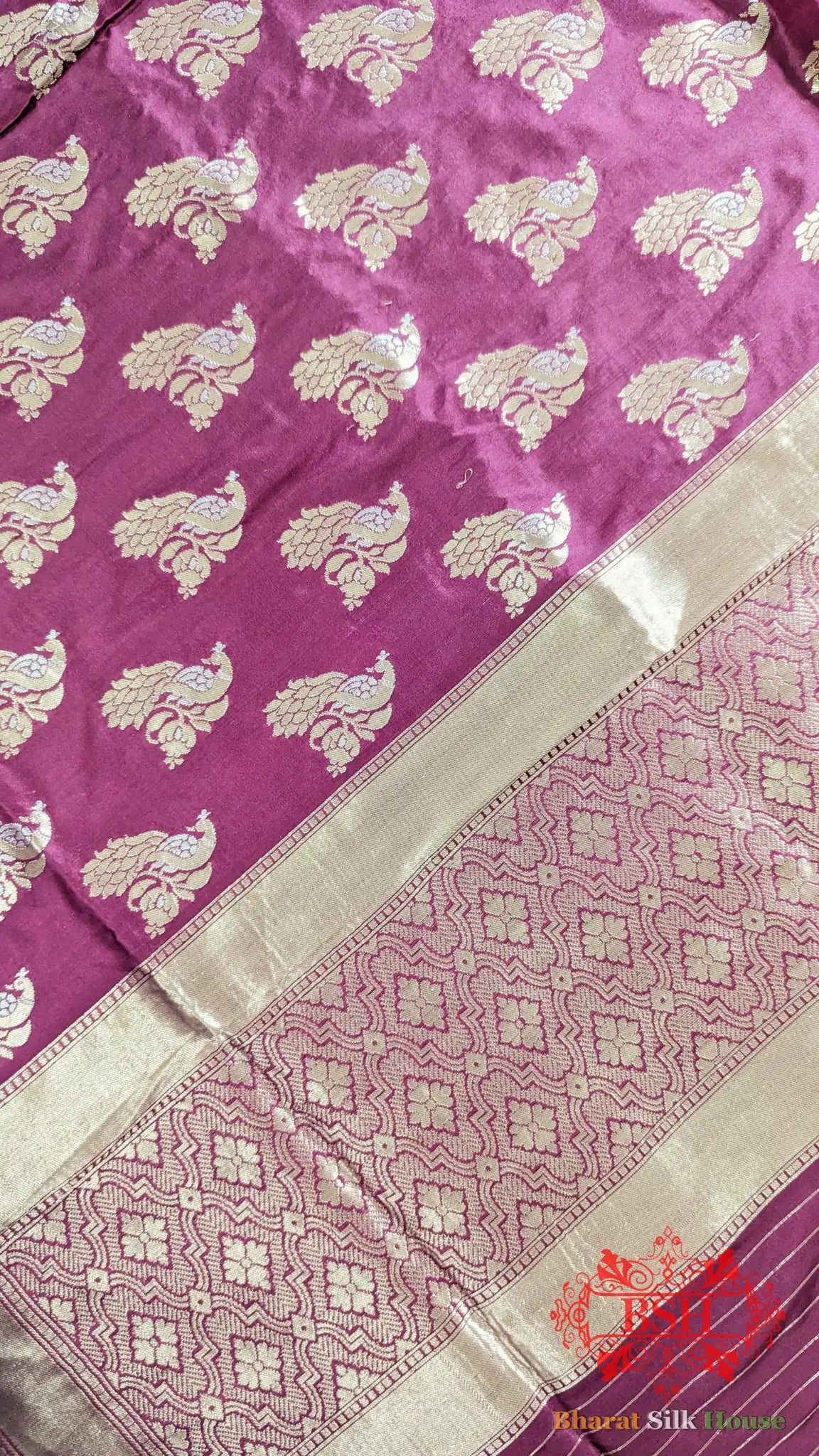 Magenta Pure Katan Silk Sona Rupa Dupatta - Bharat Silk House Pure Silk Dupatta