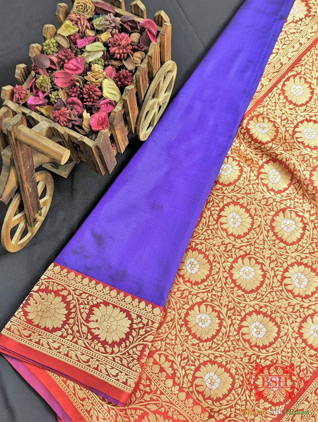 Majorelle Blue Katan Silk Banarasi Handloom Saree - Bharat Silk House Pure Kataan Silk
