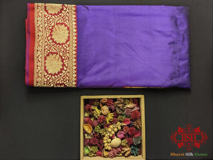 Majorelle Blue Katan Silk Banarasi Handloom Saree - Bharat Silk House Pure Kataan Silk