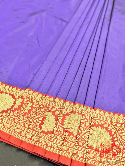 Majorelle Blue Katan Silk Banarasi Handloom Saree - Bharat Silk House Pure Kataan Silk