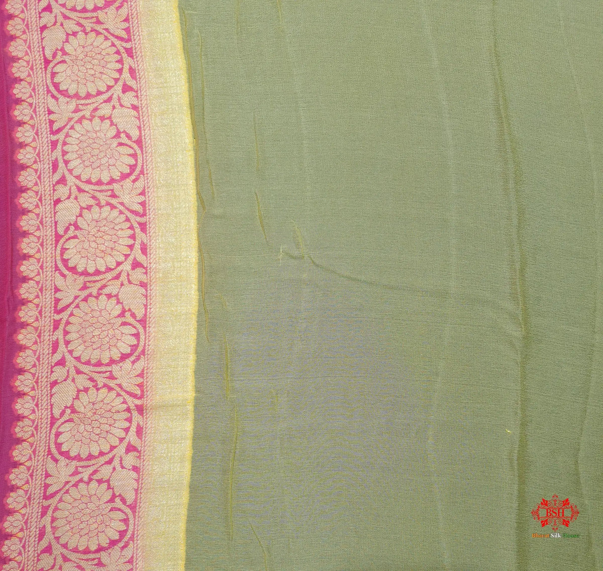 Multi Colour Pure Chiffon Handbrush Dyed Reshmi Zari Silk Saree - Bharat Silk House