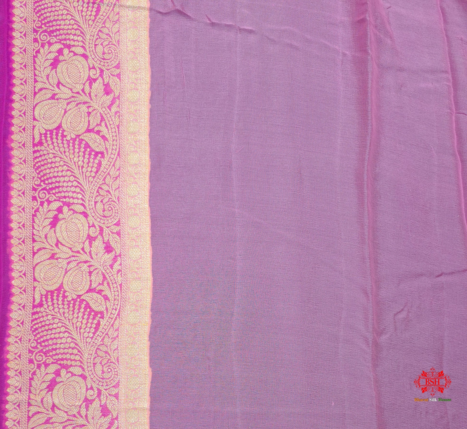 Multi Colour Pure Chiffon Handbrush Dyed Reshmi Zari Silk Saree - Bharat Silk House