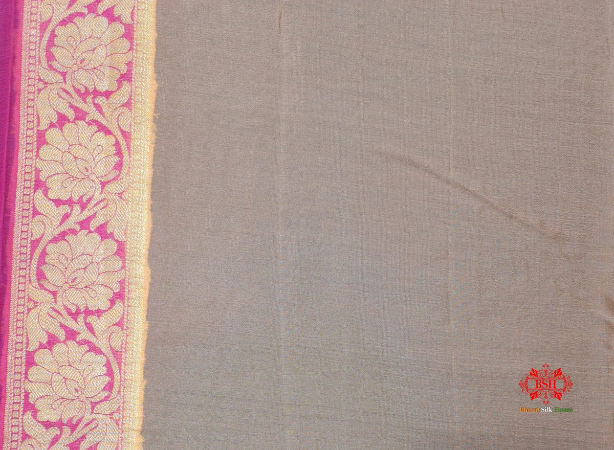 Multi Colour Pure Chiffon Handbrush Dyed Reshmi Zari Silk Saree - Bharat Silk House Chiffon Sarees