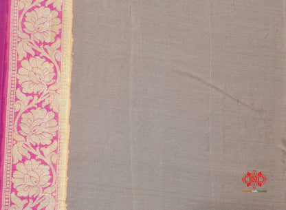 Multi Colour Pure Chiffon Handbrush Dyed Reshmi Zari Silk Saree - Bharat Silk House Chiffon Sarees