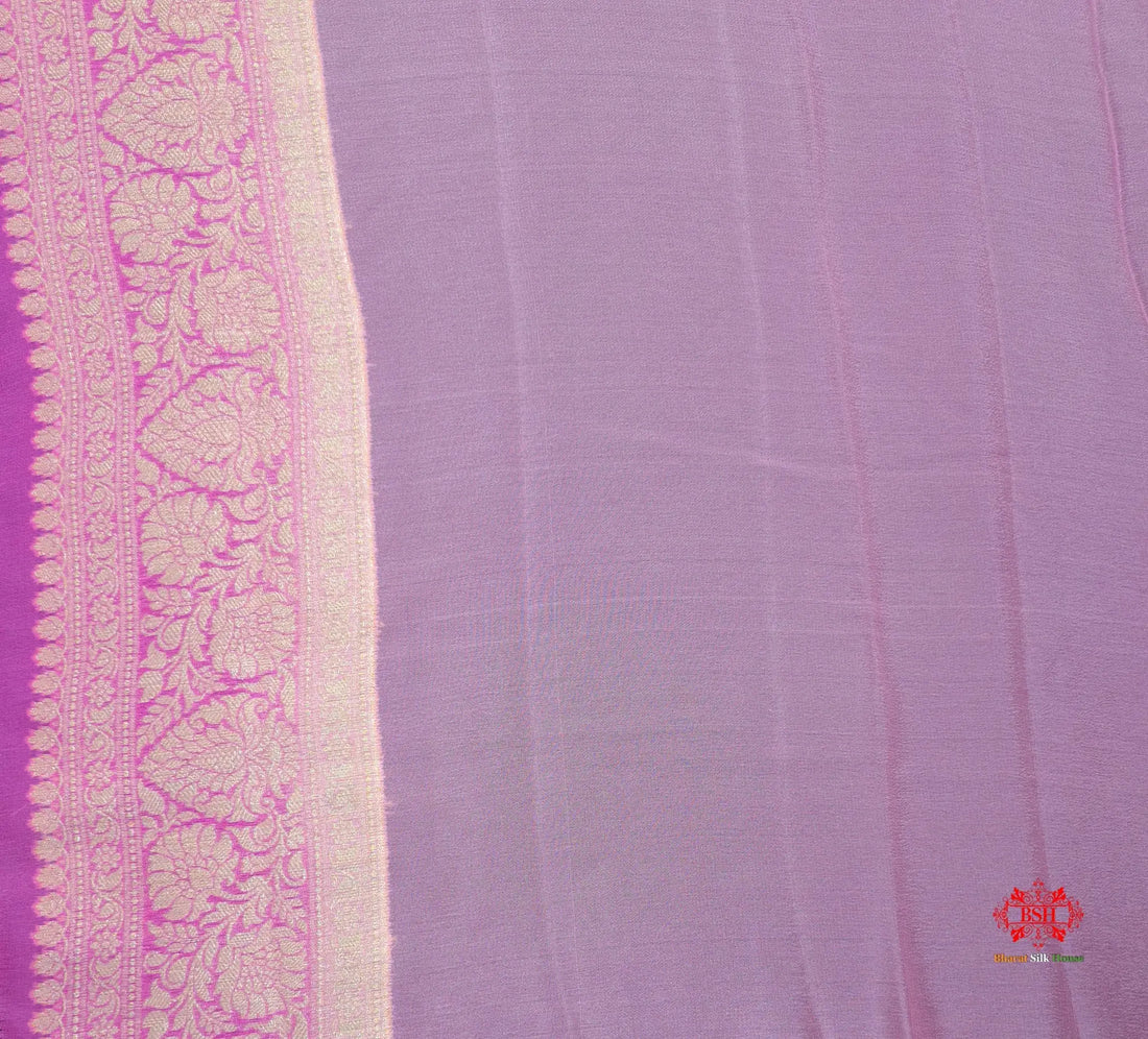 Multi Colour Pure Chiffon Handbrush Dyed Reshmi Zari Silk Saree - Bharat Silk House Chiffon Sarees