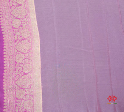 Multi Colour Pure Chiffon Handbrush Dyed Reshmi Zari Silk Saree - Bharat Silk House Chiffon Sarees