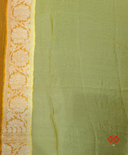 Multi Colour Pure Chiffon Handbrush Dyed Reshmi Zari Silk Saree - Bharat Silk House Chiffon Sarees