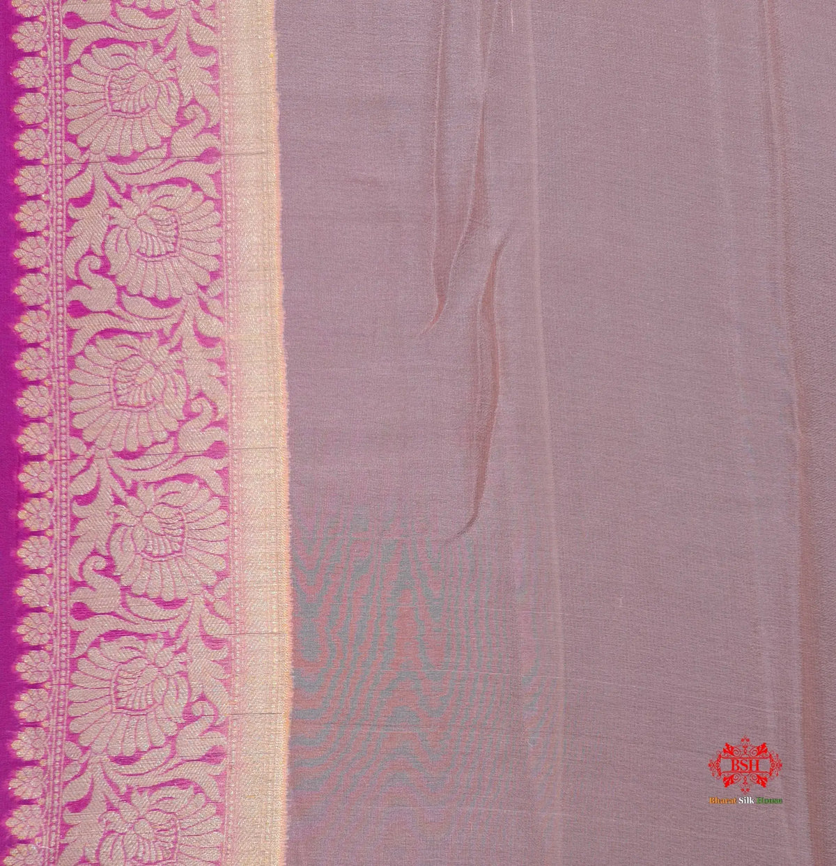 Multi Colour Pure Chiffon Handbrush Dyed Reshmi Zari Silk Saree - Bharat Silk House Chiffon Sarees