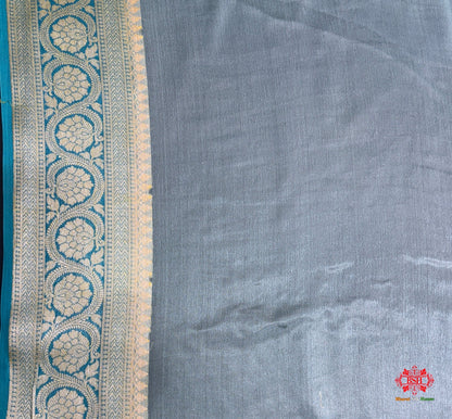 Multi Colour Pure Chiffon Handbrush Dyed Reshmi Zari Silk Saree - Bharat Silk House Chiffon Sarees