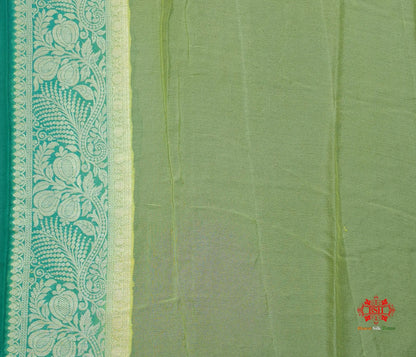 Multi Colour Pure Chiffon Handbrush Dyed Reshmi Zari Silk Saree - Bharat Silk House Chiffon Sarees