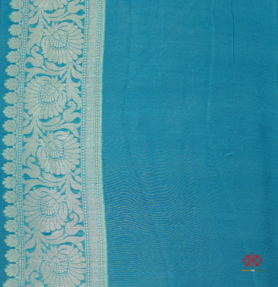 Multi Colour Pure Chiffon Handbrush Dyed Reshmi Zari Silk Saree - Bharat Silk House Chiffon Sarees