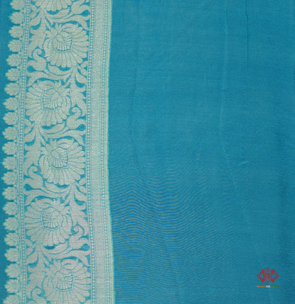 Multi Colour Pure Chiffon Handbrush Dyed Reshmi Zari Silk Saree - Bharat Silk House Chiffon Sarees