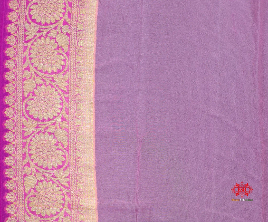 Multi Colour Pure Chiffon Handbrush Dyed Reshmi Zari Silk Saree - Bharat Silk House Chiffon Sarees