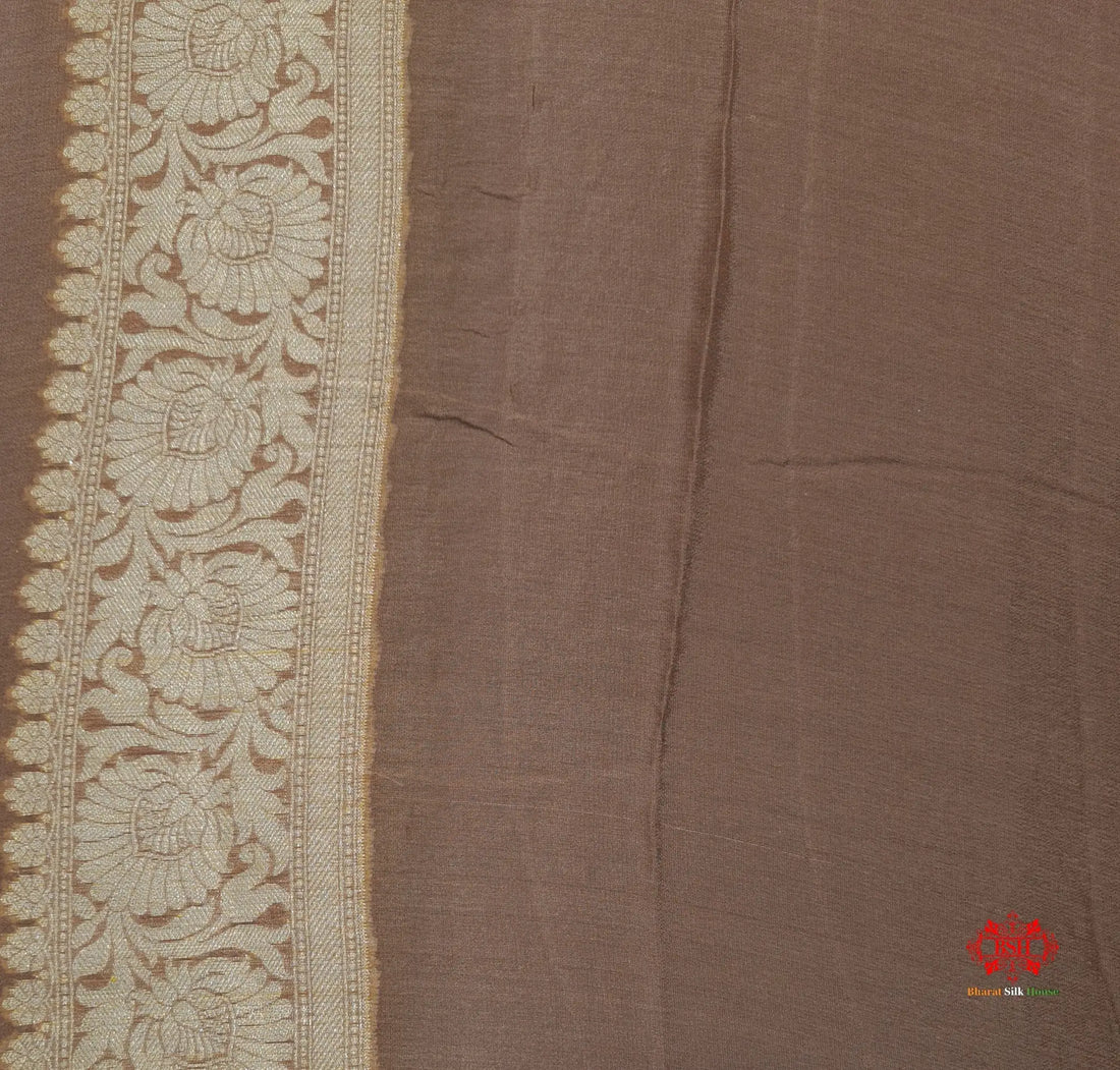 Multi Colour Pure Chiffon Handbrush Dyed Reshmi Zari Silk Saree - Bharat Silk House Chiffon Sarees