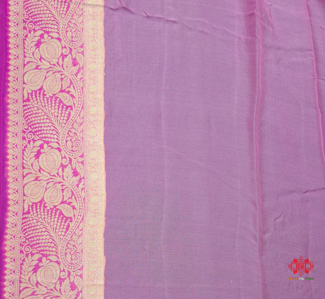 Multi Colour Pure Chiffon Handbrush Dyed Reshmi Zari Silk Saree - Bharat Silk House Chiffon Sarees