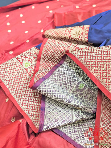 Navy Blue Pure Katan Silk Banarasi Handloom Saree - Bharat Silk House Pure Kataan Silk