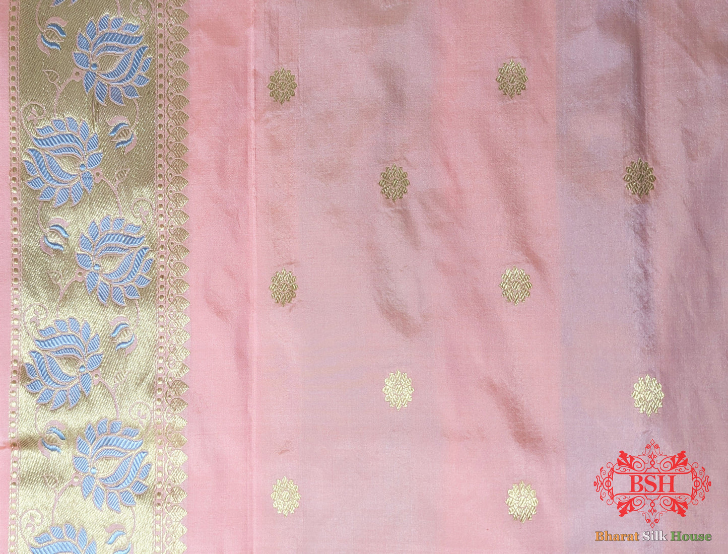 Off White Pure Katan Silk Banarasi Handloom Saree - Bharat Silk House