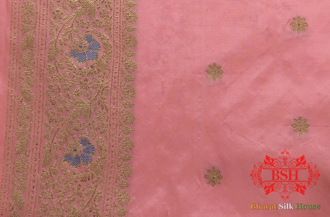 Off White Pure Katan Silk Banarasi Handloom Saree - Bharat Silk House Pure Kataan Silk