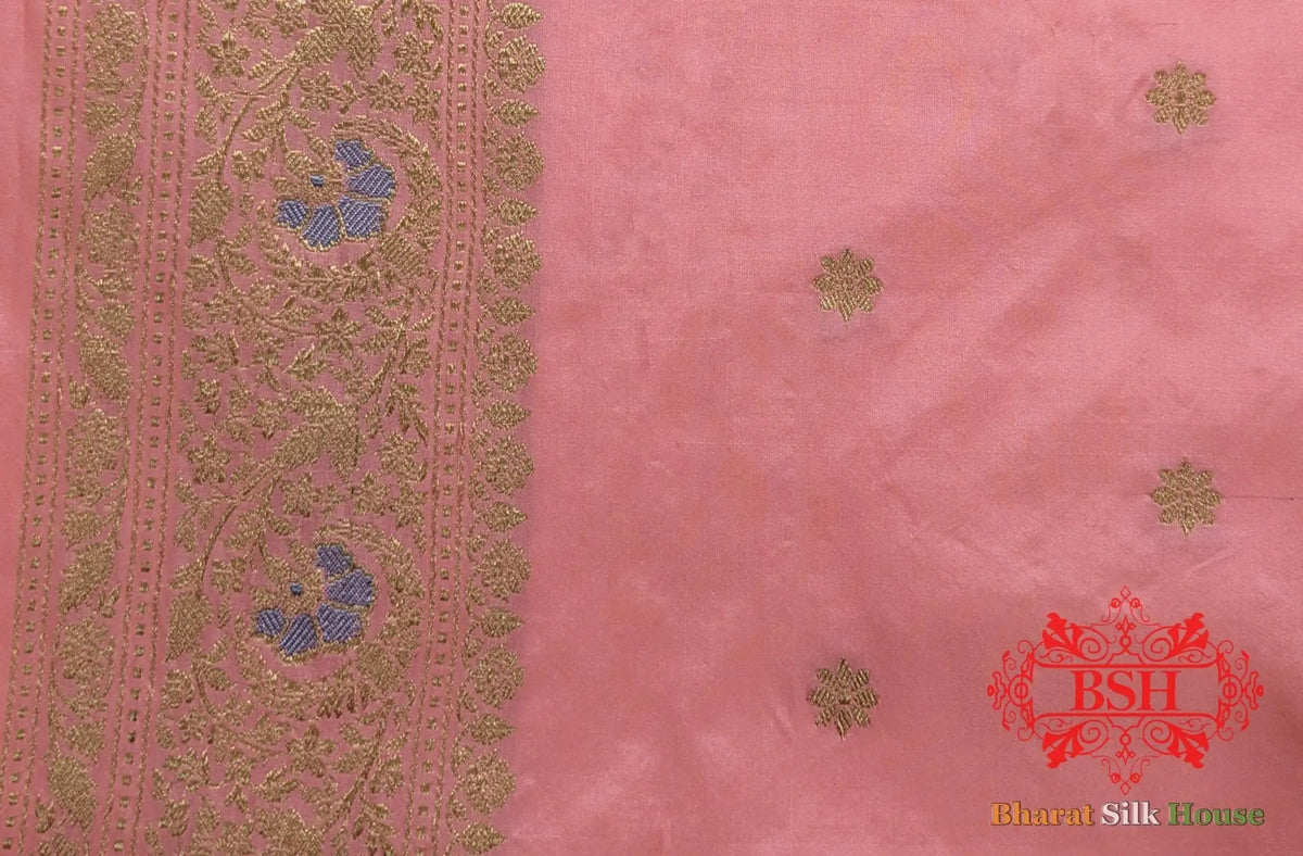 Off White Pure Katan Silk Banarasi Handloom Saree - Bharat Silk House Pure Kataan Silk