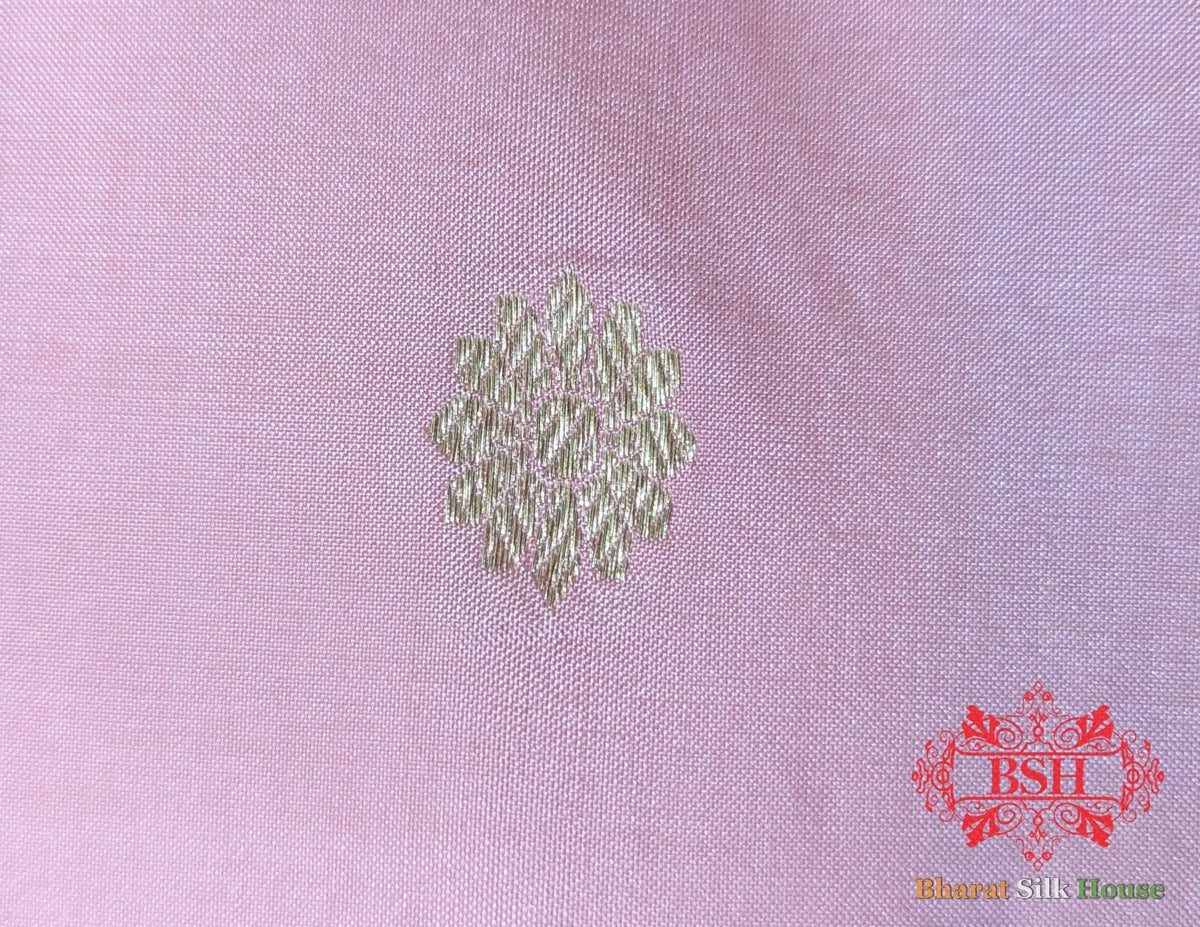 Off White Pure Katan Silk Banarasi Handloom Saree - Bharat Silk House Pure Kataan Silk