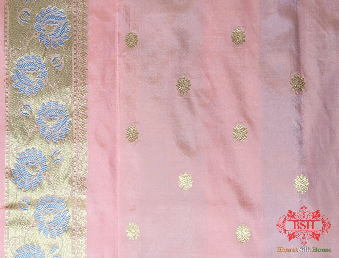 Off White Pure Katan Silk Banarasi Handloom Saree - Bharat Silk House Pure Kataan Silk