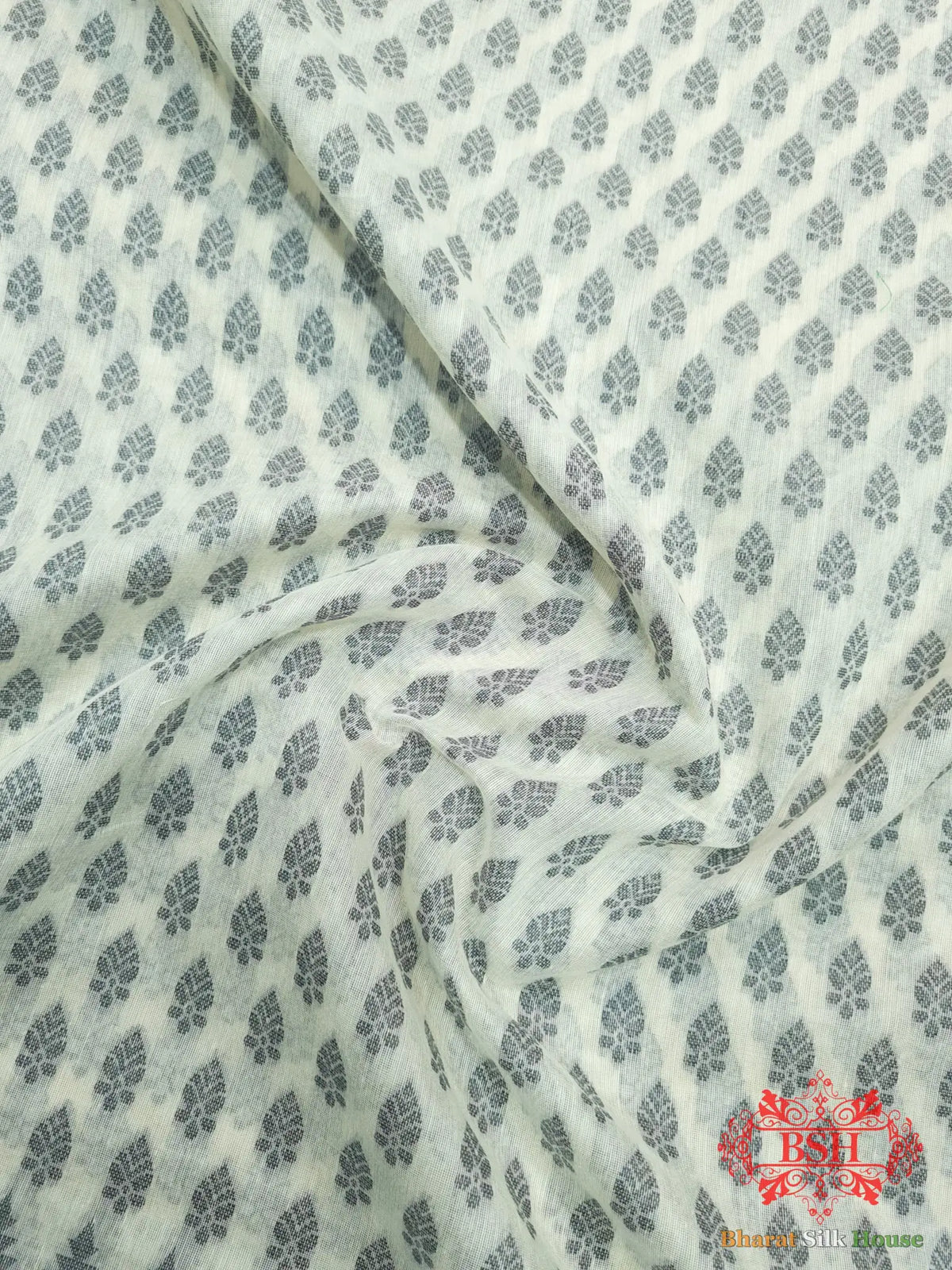 Off White/Black Woven Banarasi Cotton Saree - Bharat Silk House Banarasi Cotton