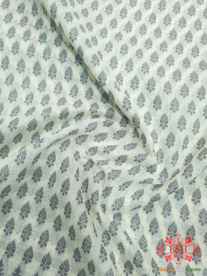 Off White/Black Woven Banarasi Cotton Saree - Bharat Silk House Banarasi Cotton