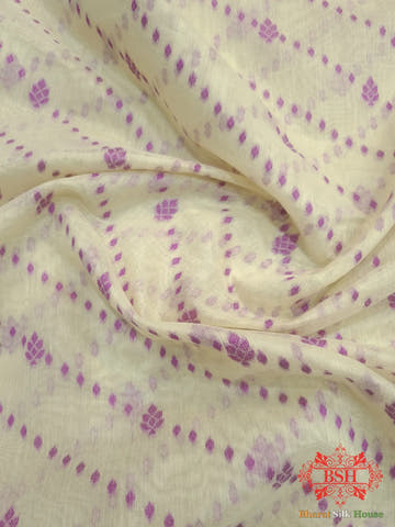 Off White/Magenta Woven Banarasi Cotton Saree - Bharat Silk House Banarasi Cotton