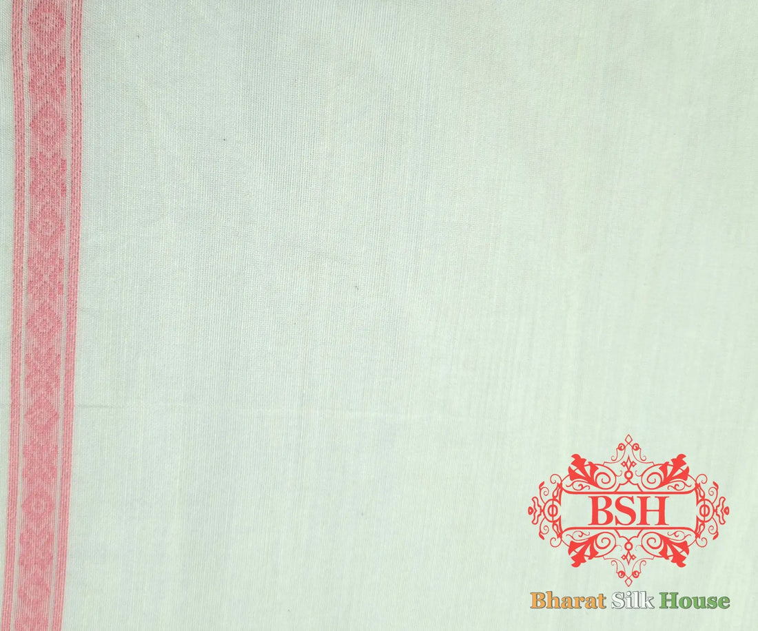 Off White/Peach Woven Banarasi Cotton Saree - Bharat Silk House Banarasi Cotton