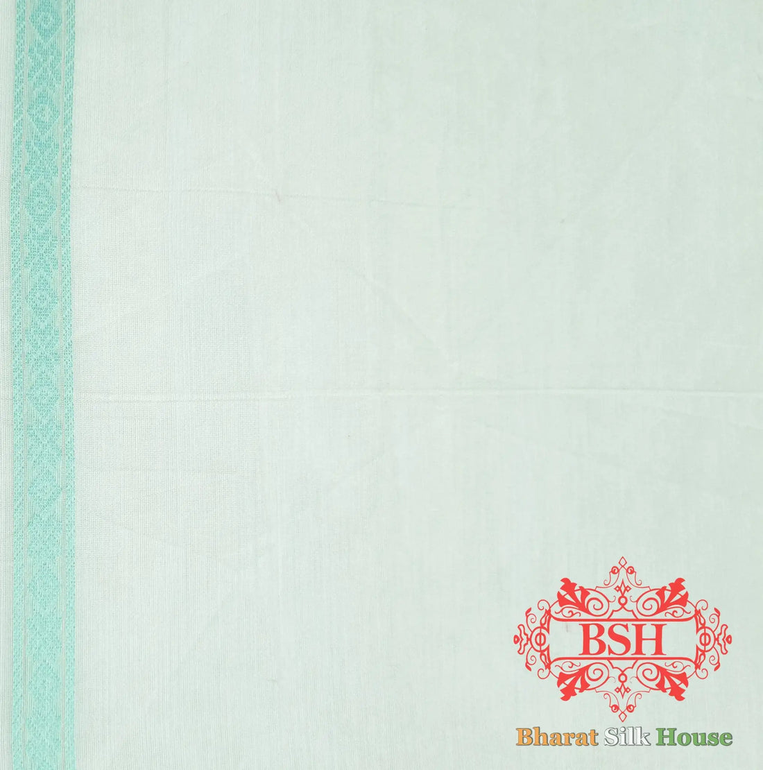 Off White/Rama Green Woven Banarasi Cotton Saree - Bharat Silk House Banarasi Cotton
