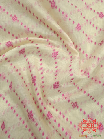 Off White/Rani Woven Banarasi Cotton Saree - Bharat Silk House Banarasi Cotton
