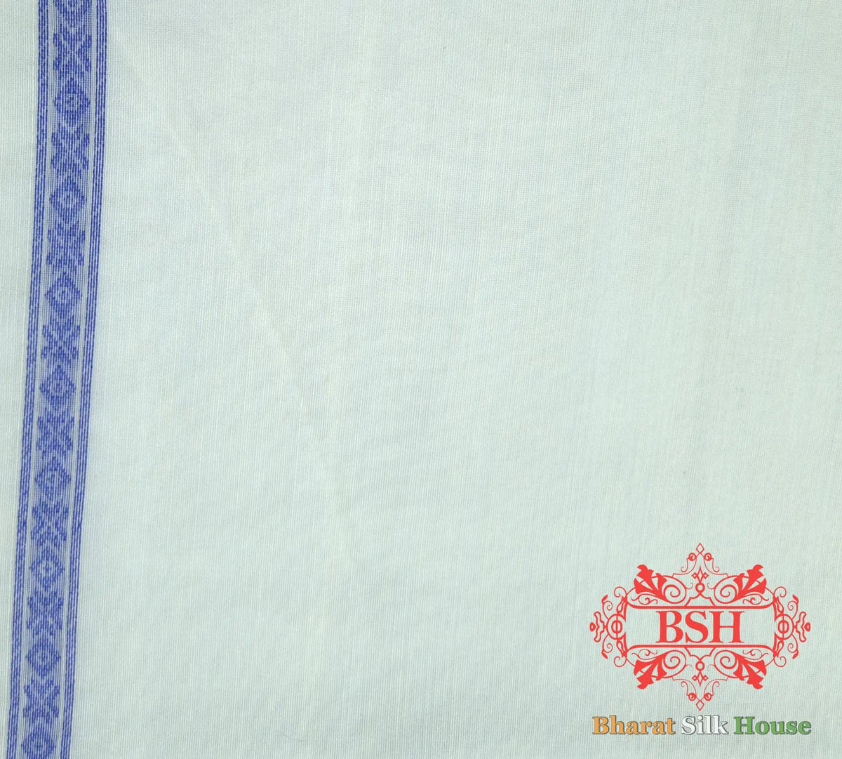 Off White/Royal Blue Woven Banarasi Cotton Saree - Bharat Silk House Banarasi Cotton