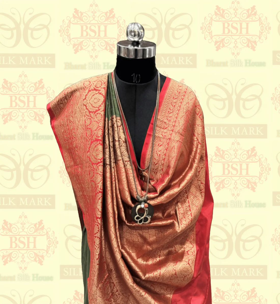 Olive Green Pure Tussar Moonga Silk Handloom Sare With Zari Border - Bharat Silk House Tussar