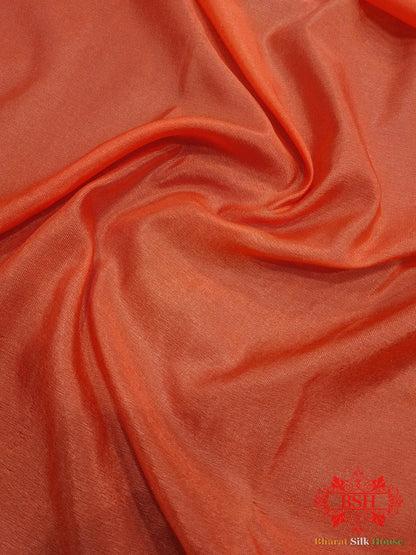 Orange Banarasi Ghats Weaved Silk Saree - Bharat Silk House Semi-Silk