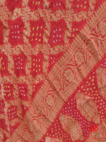 Orange Georgette Banarasi Handloom Bandhani Dupatta - Bharat Silk House Bandhej