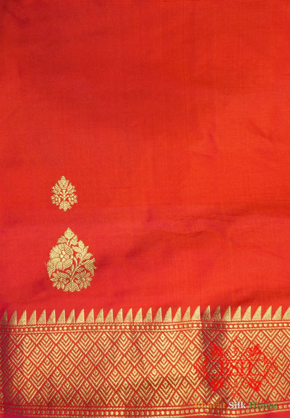 Orange Handloom Banarasi Silk Suit Piece - Bharat Silk House Pure Kataan Silk
